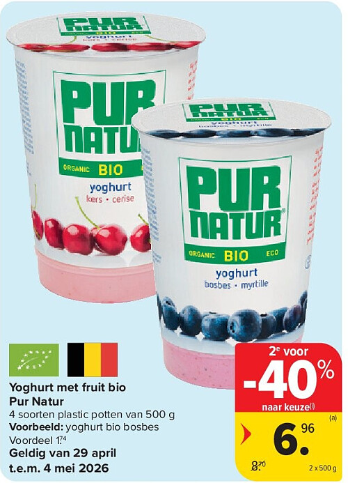 Yoghurt met fruit bio Pur Natur