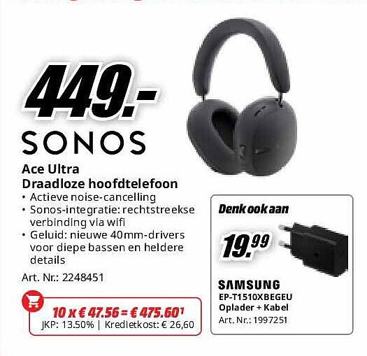 Sonos Ace Ultra Draadloze hoofdtelefoon