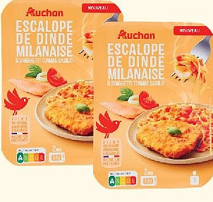 Escalope de dinde milanaise spaghetti Auchan