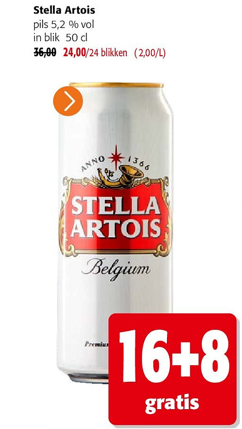 Stella Artois pils 5,2 % vol in blik 50 cl