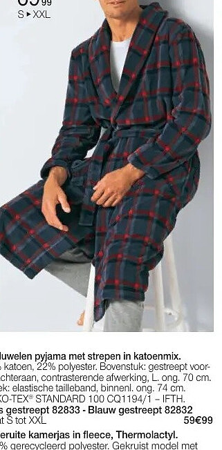 Geruite kamerjas in fleece, Thermolactyl
