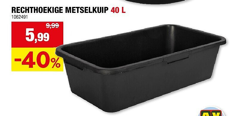 RECHTHOEKIGE METSELKUIP 40 L