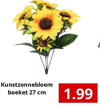 Kunstzonnebloem boeket 27 cm
