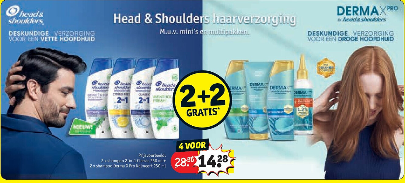 2 x shampoo 2-in-1 Classic 250 ml + 2 x shampoo Derma X Pro Kalmeert 250 ml