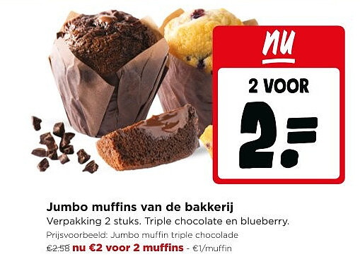 Jumbo muffins van de bakkerij