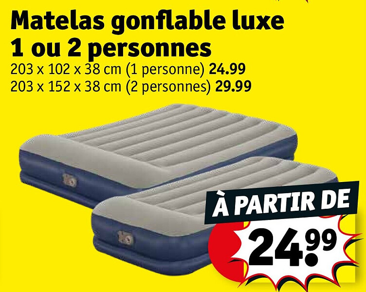 Matelas gonflable luxe 1 ou 2 personnes 203 x 102 x 38 cm