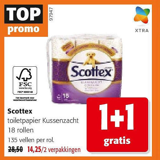 Scottex toiletpapier Kussenzacht 18 rollen