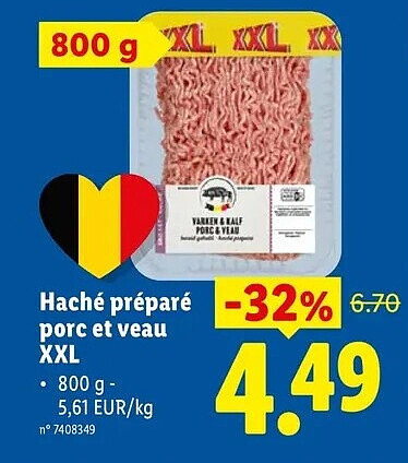 Haché préparé porc et veau XXL