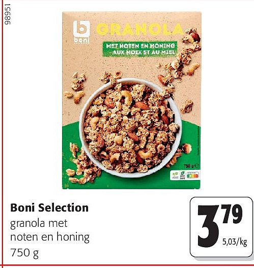 Boni Selection granola met noten en honing 750 g