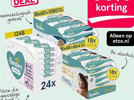 Pampers megaboxen doekjes 18- en 24-packs