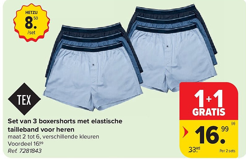 Set van 3 boxershorts met elastische tailleband voor heren