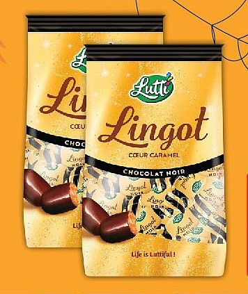 Lingot bonbons chocolat noir caramel Lutti
