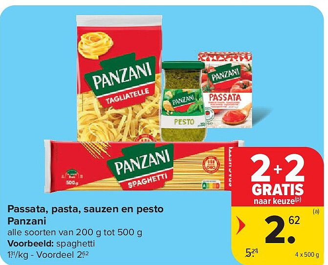 Passata, pasta, sauzen en pesto Panzani