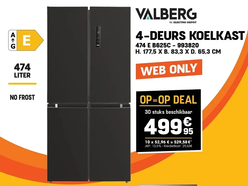 Valberg 4-DEURS KOELKAST 474 E B625C