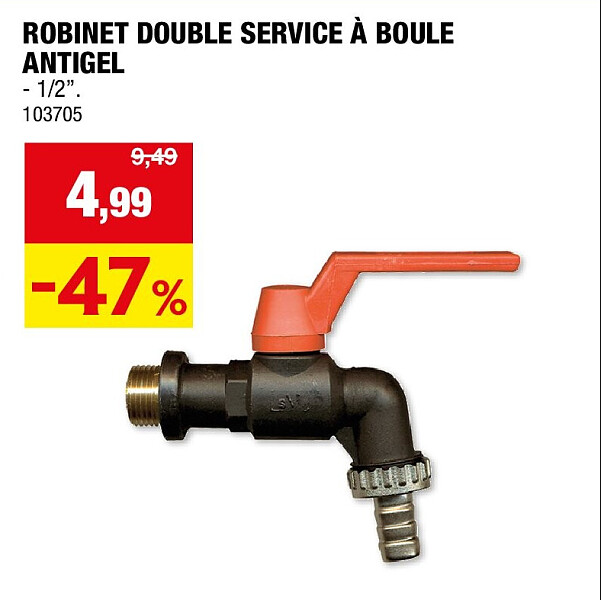ROBINET DOUBLE SERVICE À BOULE ANTIGEL