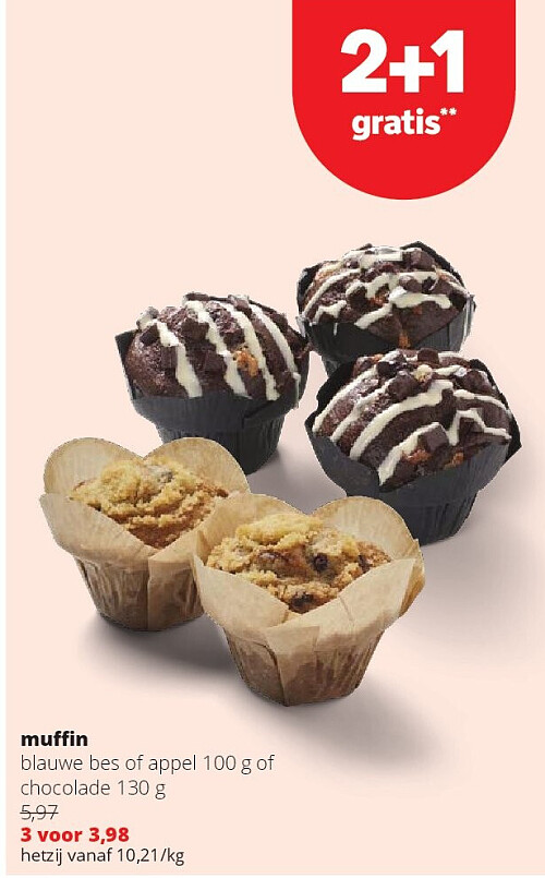 muffin blauwe bes of appel 100 g of chocolade 130 g