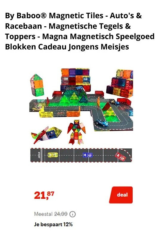 By Baboo® Magnetic Tiles - Auto's & Racebaan