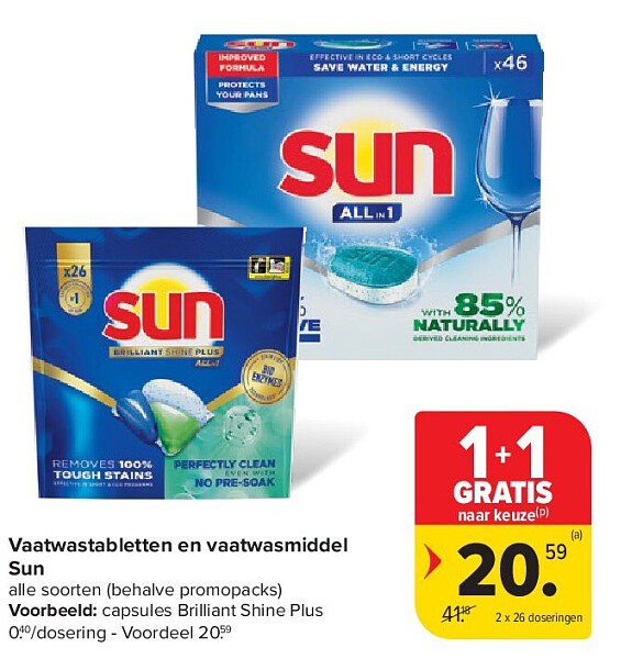 Vaatwastabletten en vaatwasmiddel Sun