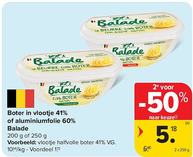 Boter in vlootje 41% of aluminiumfolie 60% Balade
