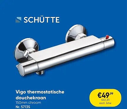 Vigo thermostatische douchekraan 150mm chroom Nr. 57135