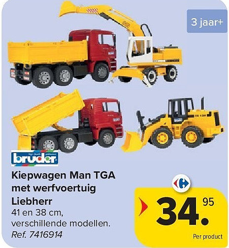 Kiepwagen Man TGA met werfvoertuig Liebherr