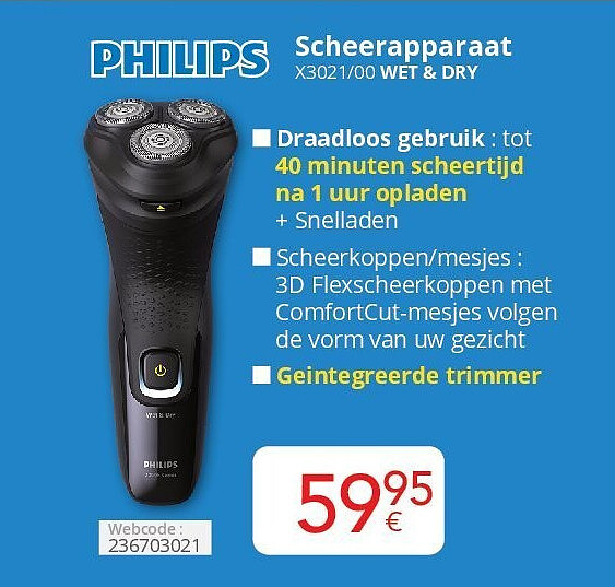 Philips Scheerapparaat X3021/00 WET & DRY