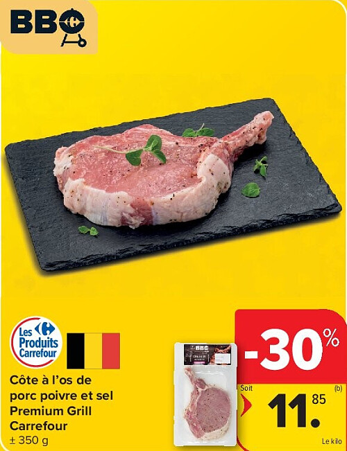 Côte à l’os de porc poivre et sel Premium Grill Carrefour
