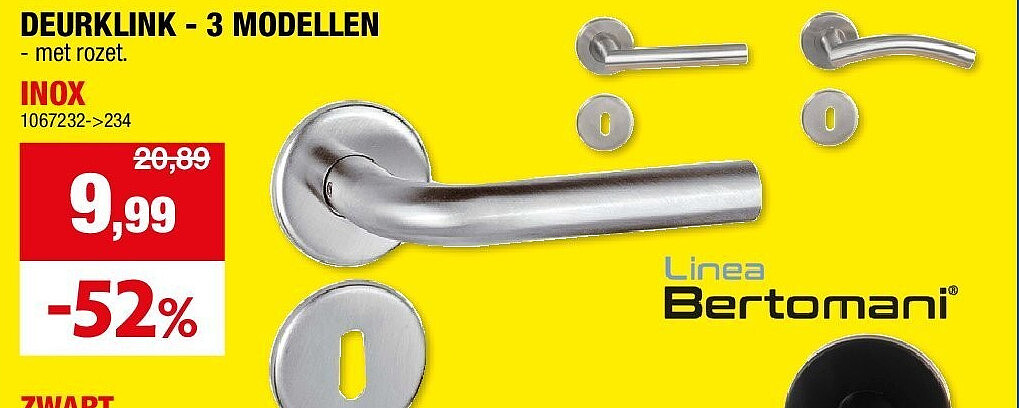 DEURKLINK - 3 MODELLEN INOX