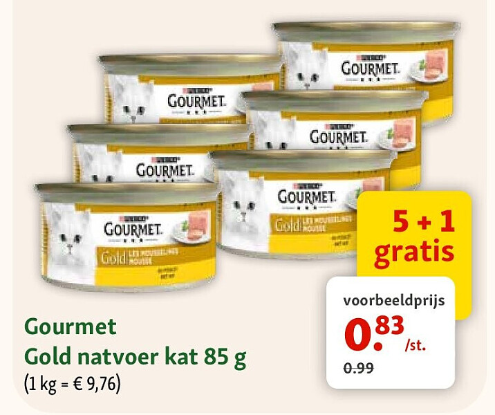 Gourmet Gold natvoer kat 85 g (1 kg = € 9,76)