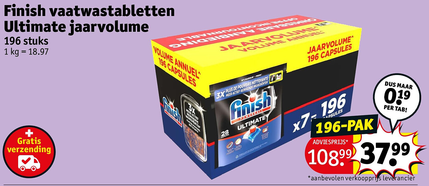 Finish vaatwastabletten Ultimate jaarvolume 196 stuks