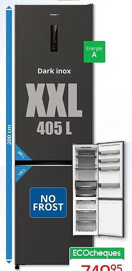 FRIAC koel/vries combinatie UD3800DXNF Dark inox XXL 405 l