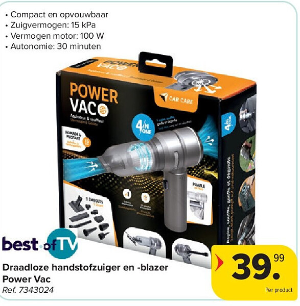 Draadloze handstofzuiger en -blazer Power Vac