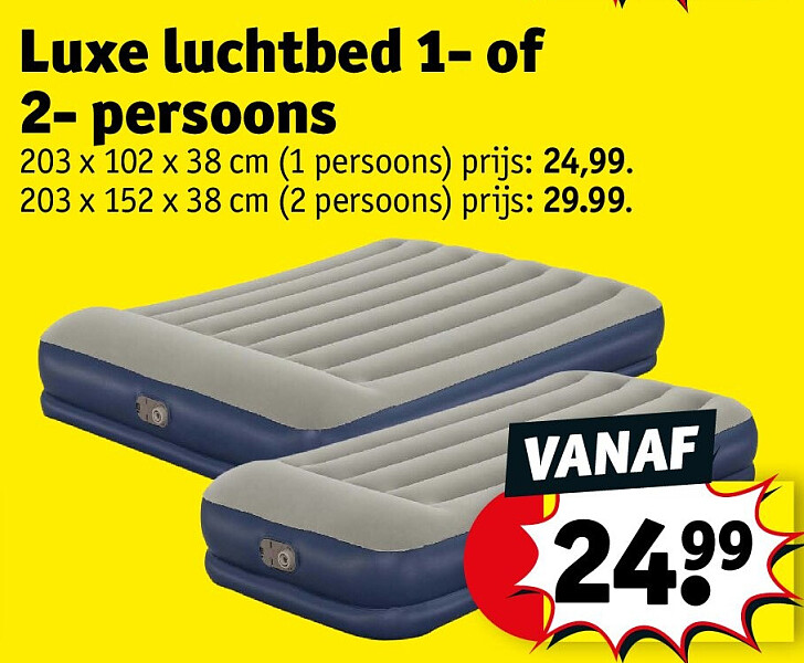 Luxe luchtbed 1- of 2- persoons