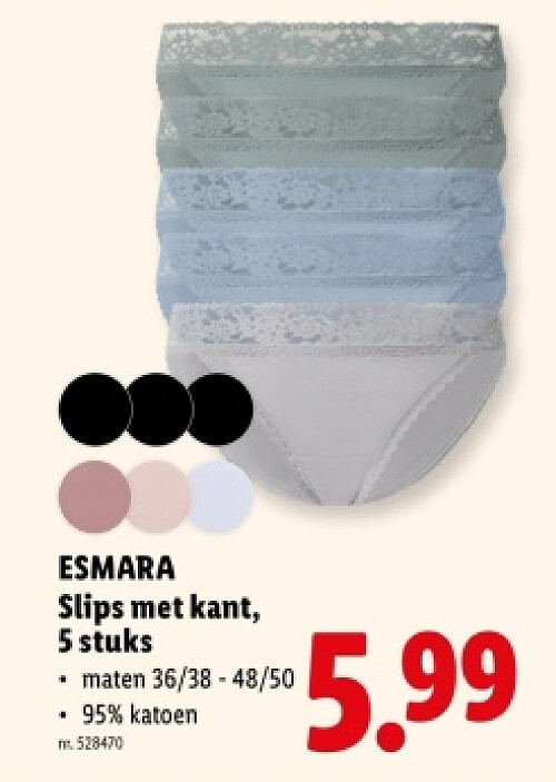 Slips met kant, 5 stuks