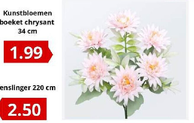 Kunstbloemen boeket chrysant 34 cm