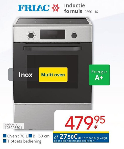 Friac Inductie fornuis IF6501 IX