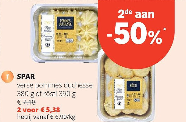 SPAR verse pommes duchesse 380 g of rösti 390 g