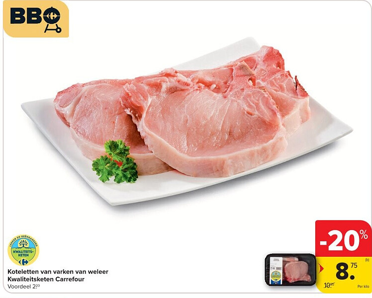 Koteletten van varken van weleer Kwaliteitsketen Carrefour