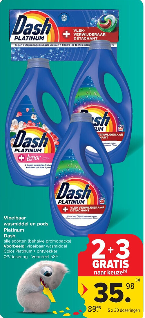 Vloeibaar wasmiddel en pods Platinum Dash