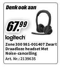 Logitech Zone 300 981-001407 Zwart Draadloze headset Met Noise-cancelling