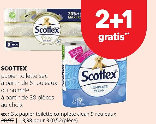 SCOTTEX papier toilette complete clean 9 rouleaux