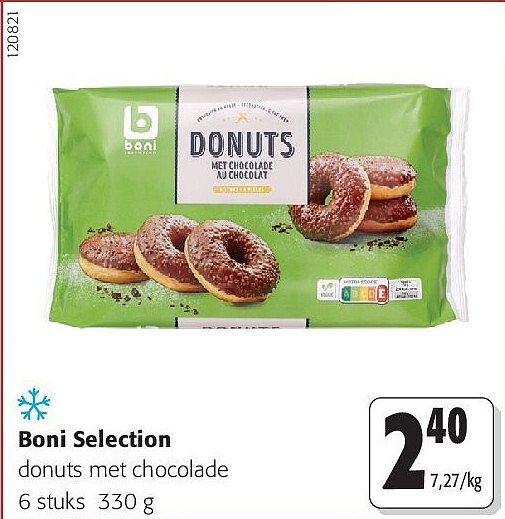 Boni Selection donuts met chocolade 6 stuks 330 g