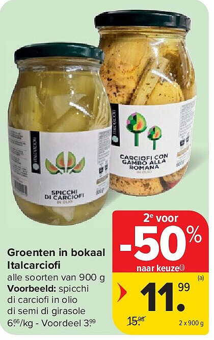 Groenten in bokaal Italcarciofi