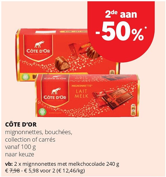 CÔTE D’OR mignnonettes met melkchocolade 240 g