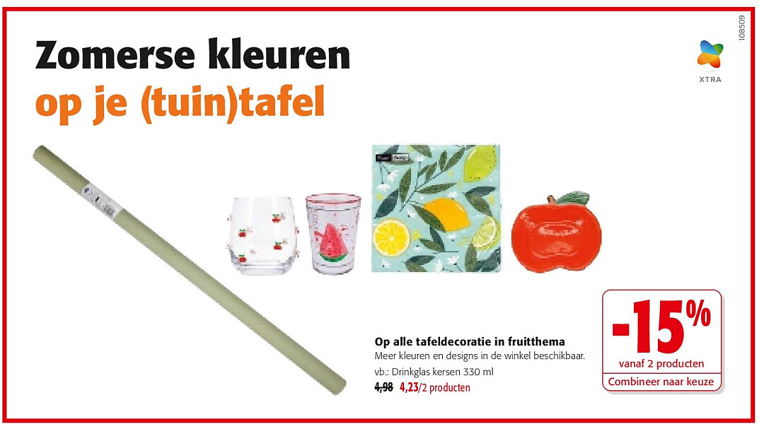 Op alle tafeldecoratie in fruitthema Drinkglas kersen 330 ml