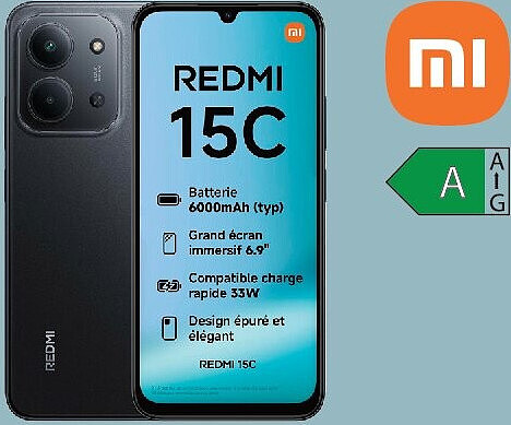 Smartphone Xiaomi Redmi 15C 256Go noir