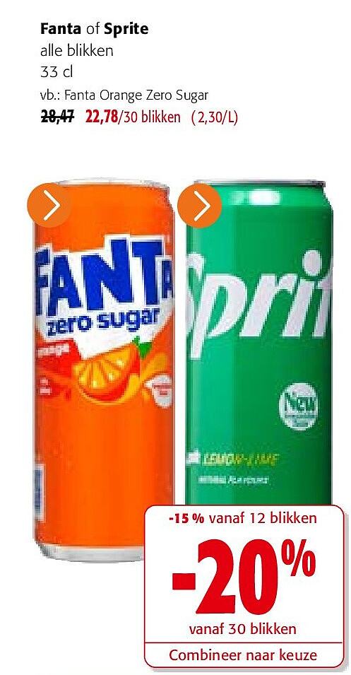 Fanta of Sprite alle blikken 33 cl
