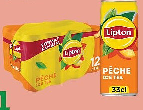 Thé pêche Lipton format familial 12 x 33 cl