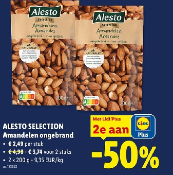 Amandelen ongebrand