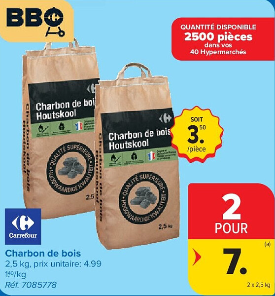 Charbon de bois 2 x 2,5 kg